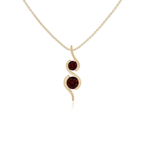 natural garnet 2 stone infinity necklaces in yellow gold vermeil 