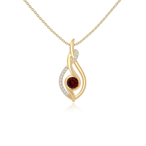 natural garnet twisted infinty knot necklaces in yellow gold vermeil 