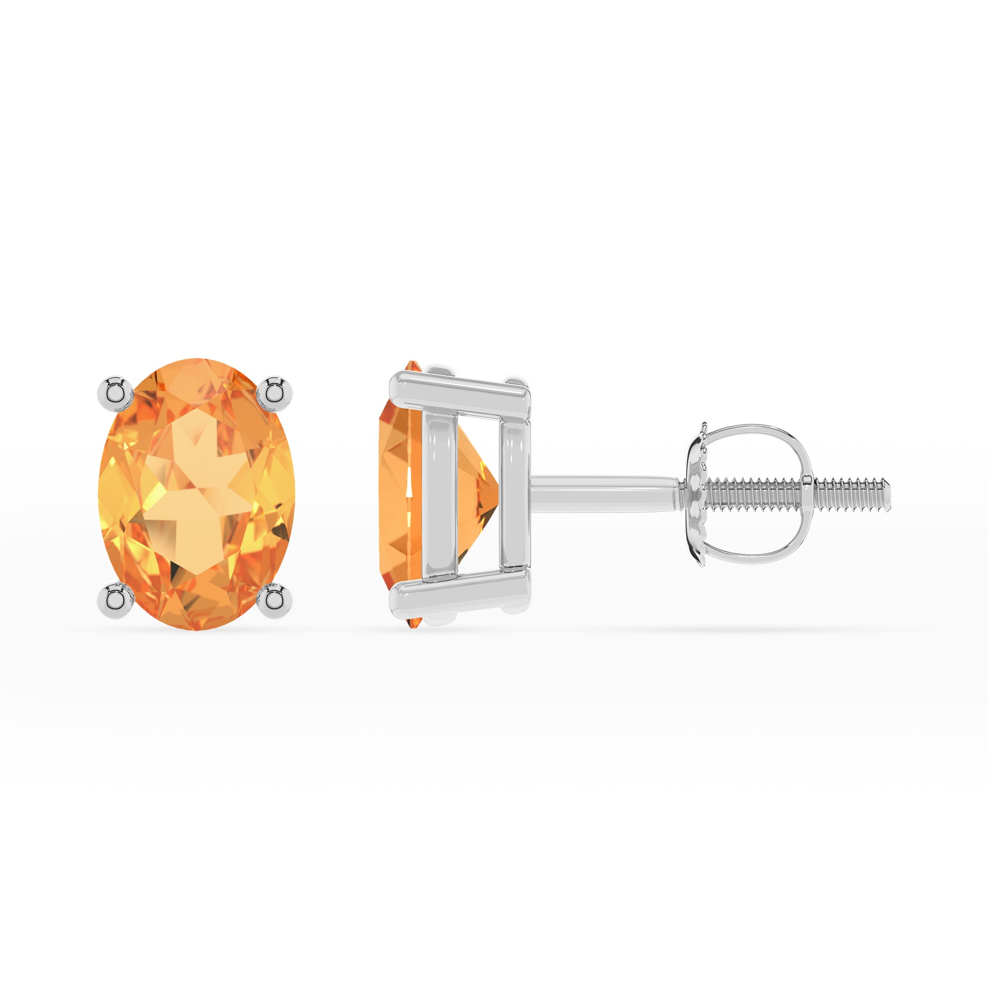 lab grown citrine oval stud earrings 