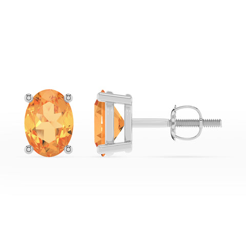 lab grown citrine oval stud earrings 