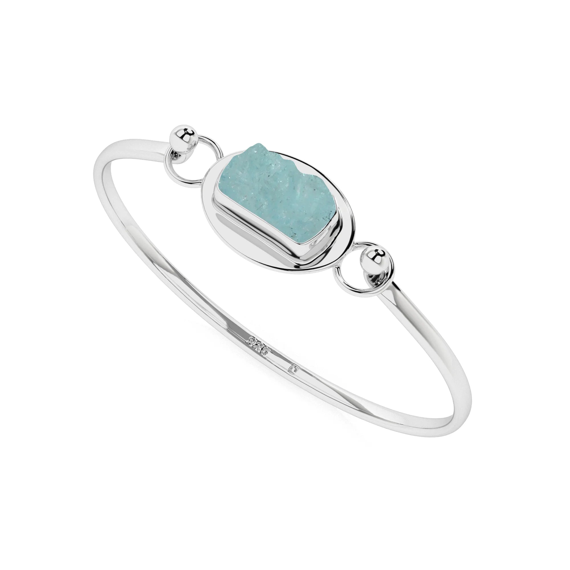 natural aquamarine rough shape twister bracelet