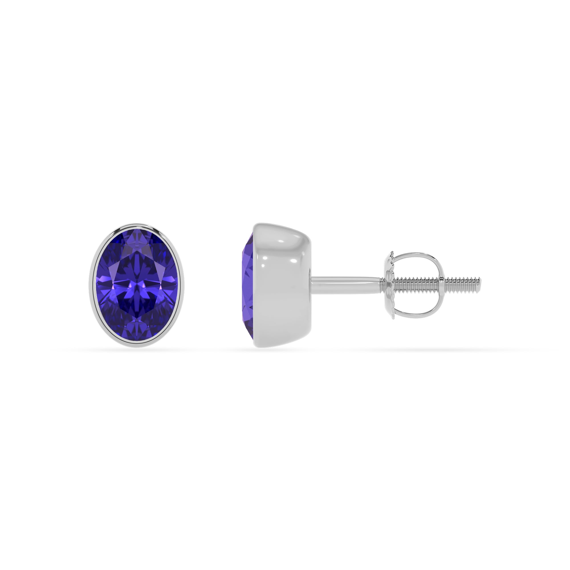 natural tanzanite oval stud earrings 