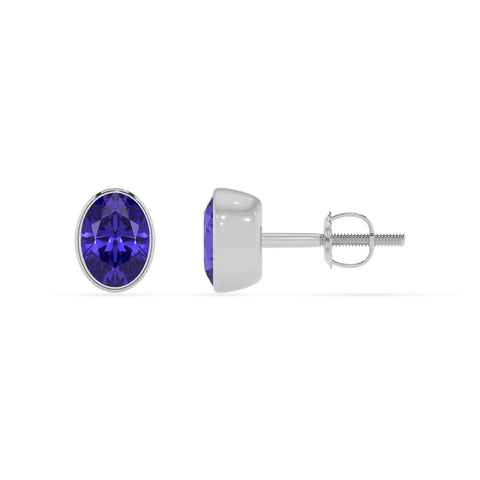 natural tanzanite oval stud earrings 