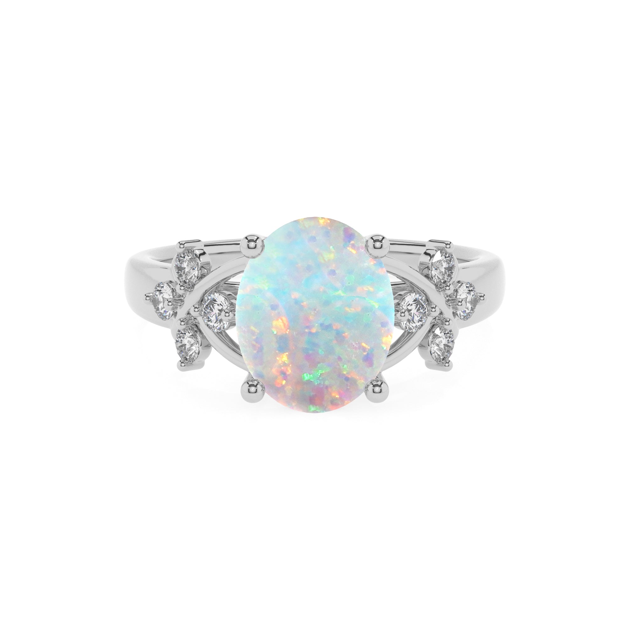 lab grown opal oval criss cross solitaire engagement ring