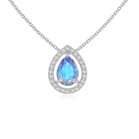 natural labradorite solitaire halo necklaces in sterling silver 