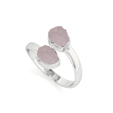 morganite rough shape stackable bezel-set ring