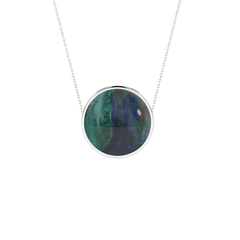 Natural Azurite malachite Round Shape Slider Pendant Necklace