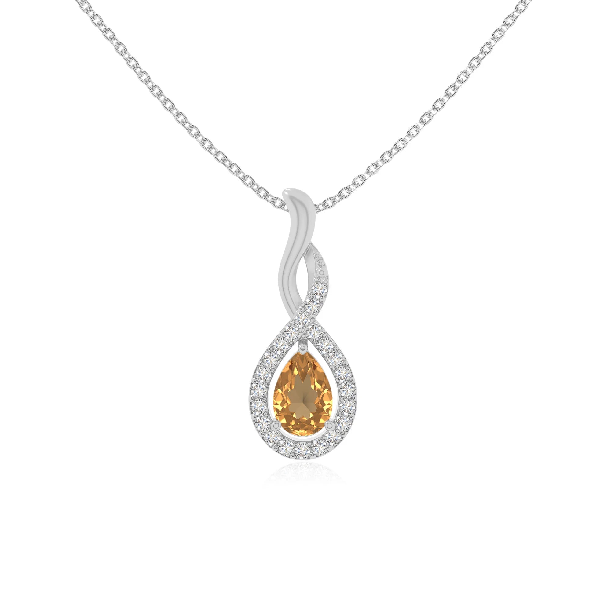 natural citrine infinity necklaces in sterling silver 