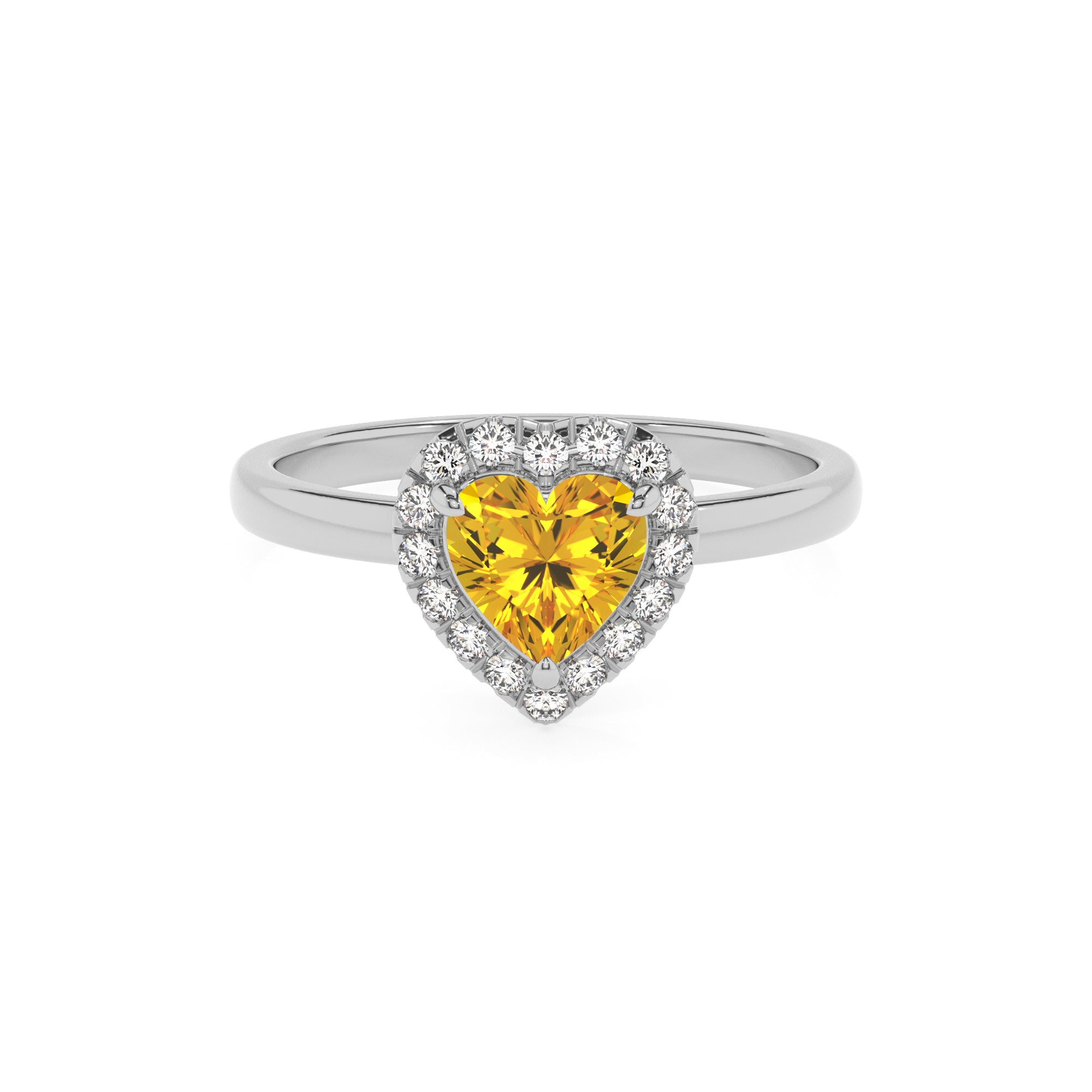 lab-grown yellow-sapphire heart halo solitaire engagement ring