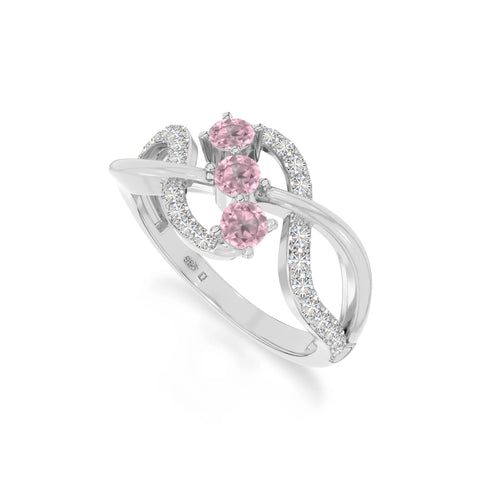 natural pink tourmaline infinity promise rings in sterling silver 