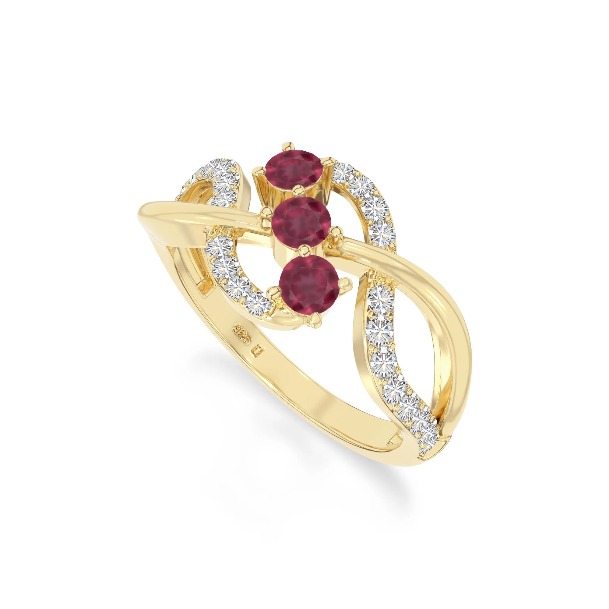 natural ruby infinity promise rings in yellow gold vermeil