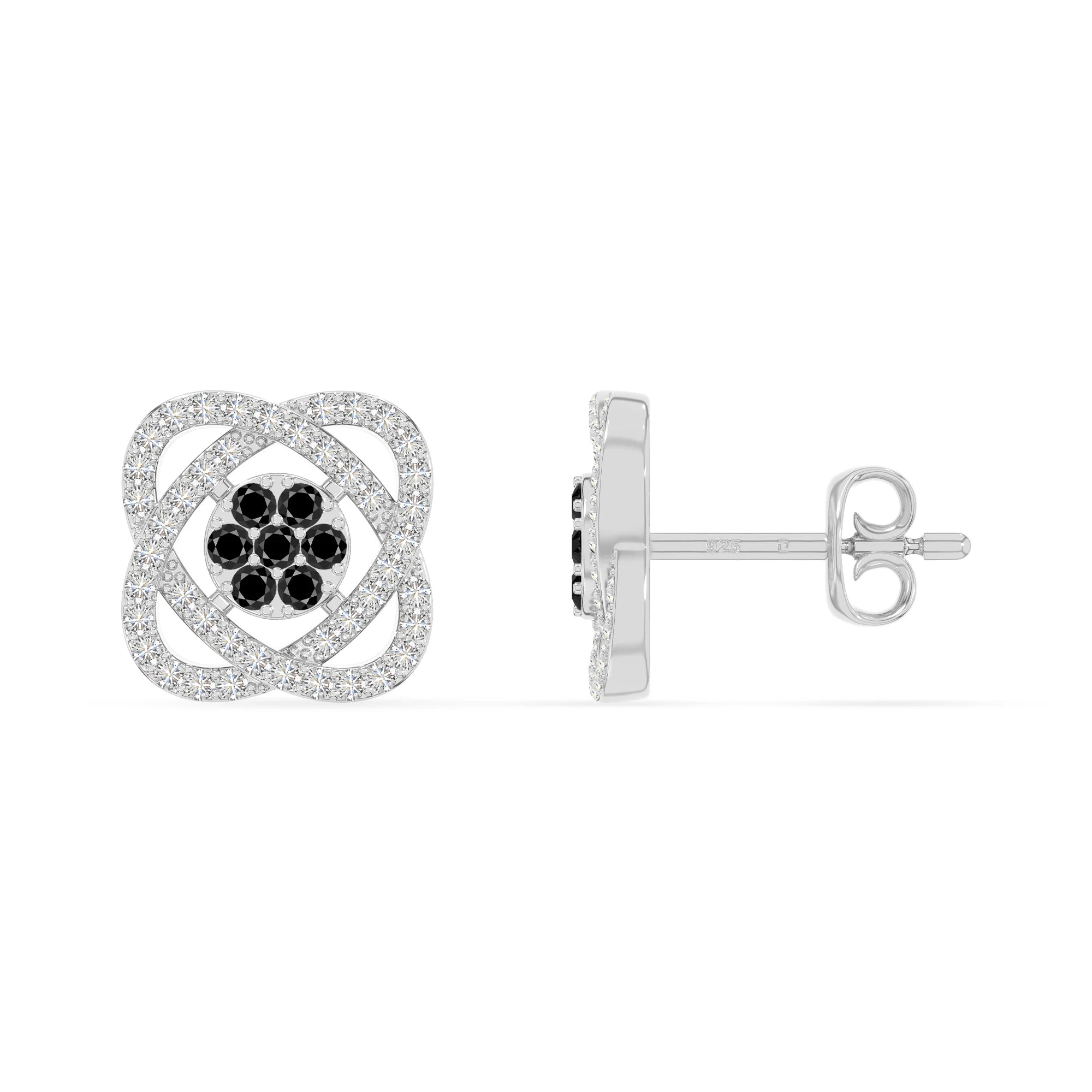 natural black-onyx inner power stud earrings in sterling silver 