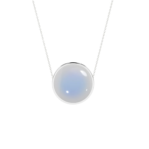 natural rainbow-moonstone round shape pendant necklace