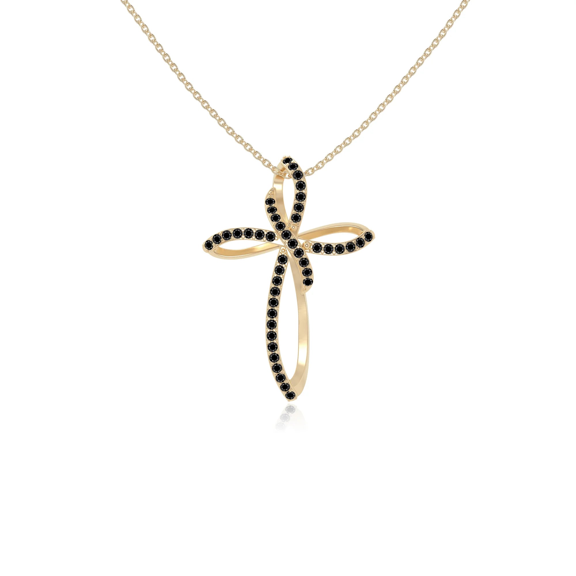 natural black-onyx infinity cross necklaces in yellow gold vermeil 