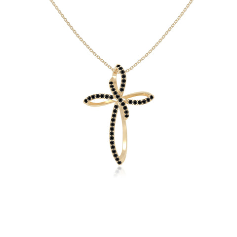 natural black-onyx infinity cross necklaces in yellow gold vermeil 
