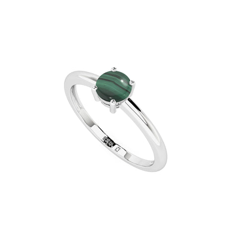 malachite round cab stackable prong-set ring