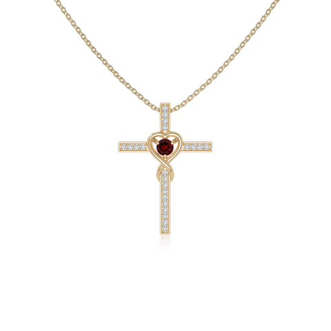 natural garnet infinity cross necklaces in yellow gold vermeil 