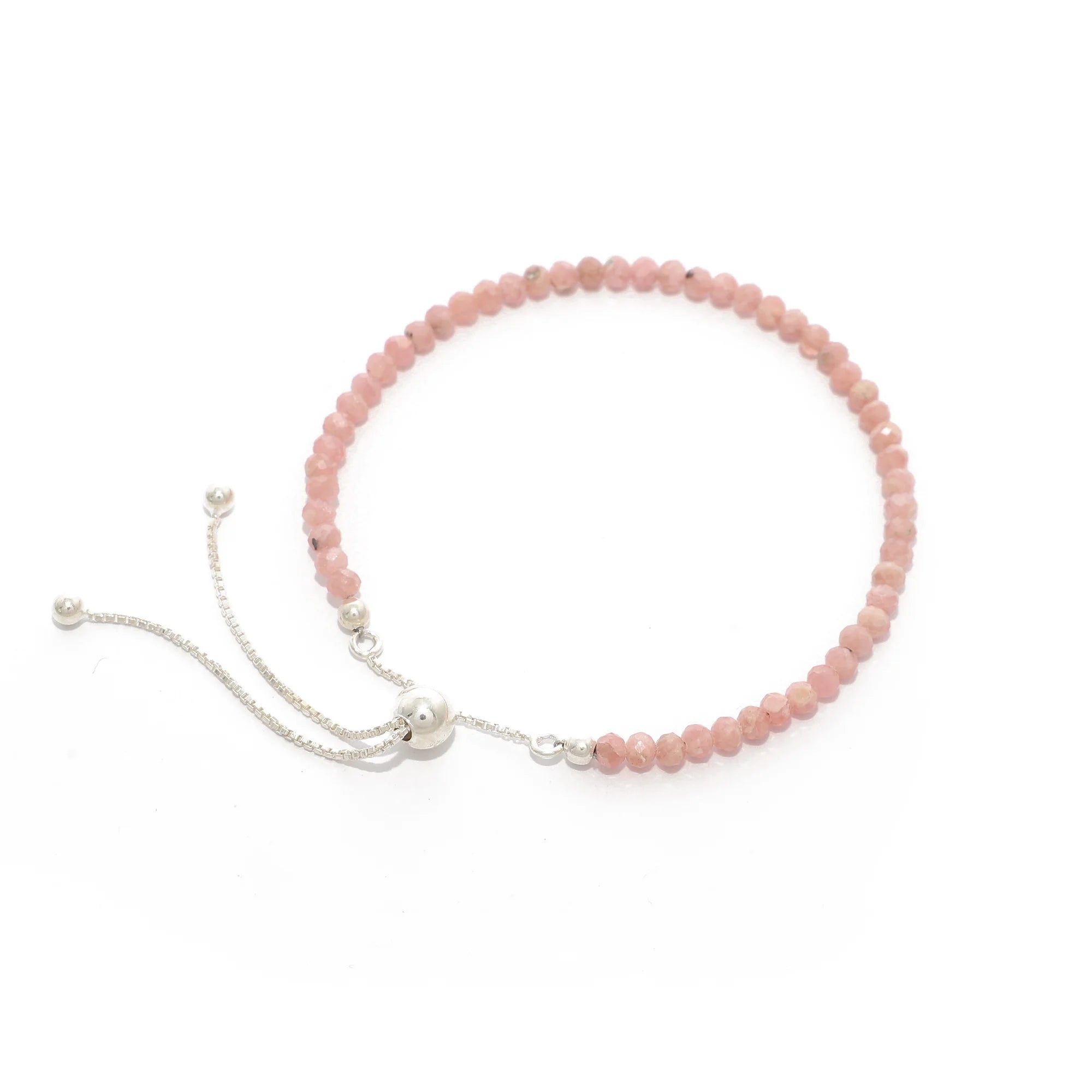 natural rhodochrosite round shape bolo bracelet