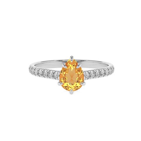 lab-grown citrine pear half eterity solitaire engagement ring