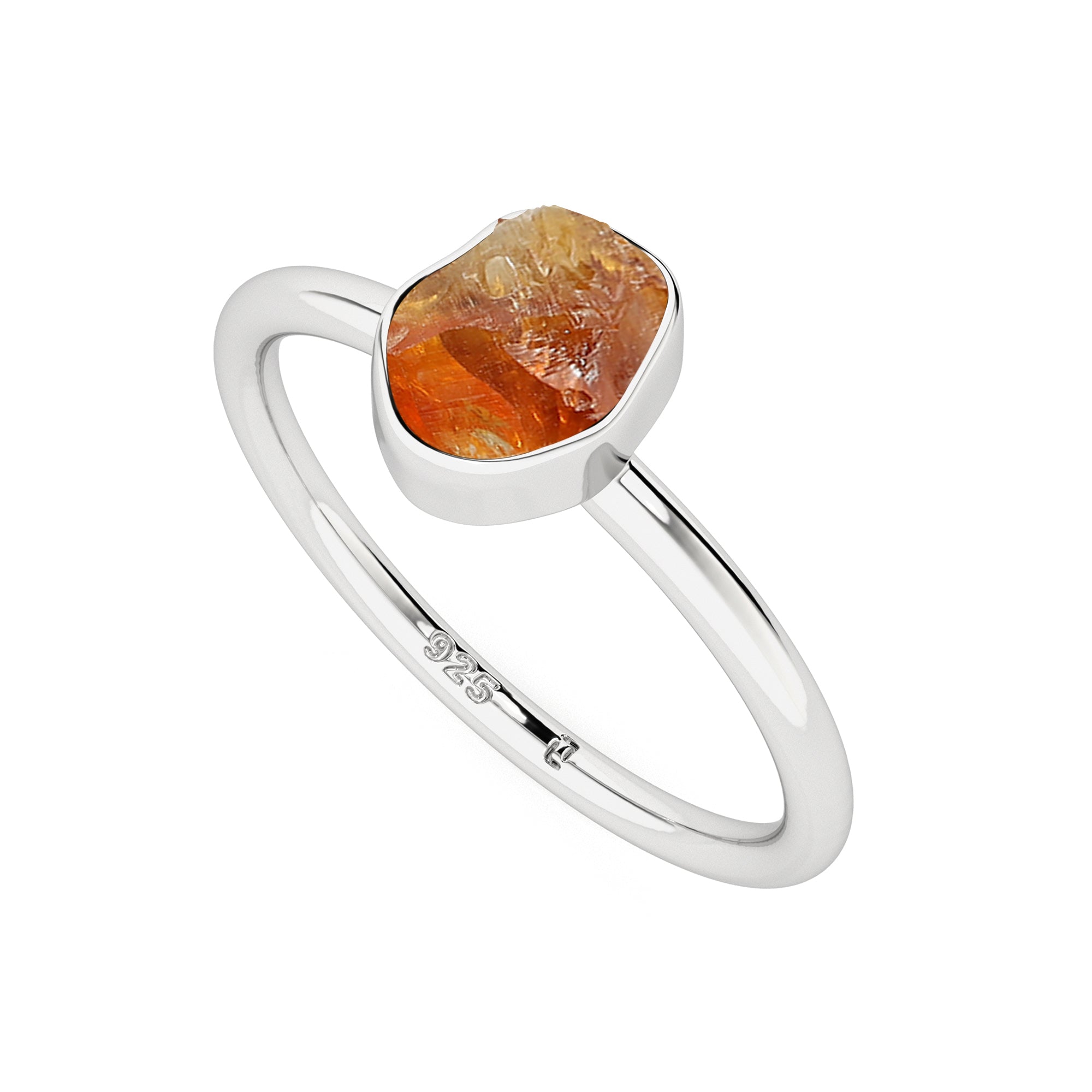 citrine rough shape stackable bezel-set ring