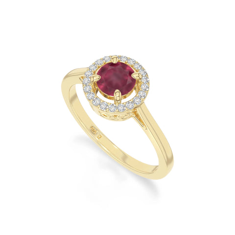 natural ruby solitaire halo engagement rings in yellow gold vermeil