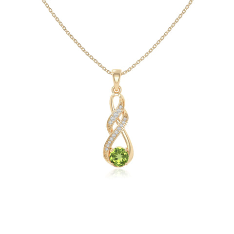 peridot infinity necklaces in yellow gold vermeil 