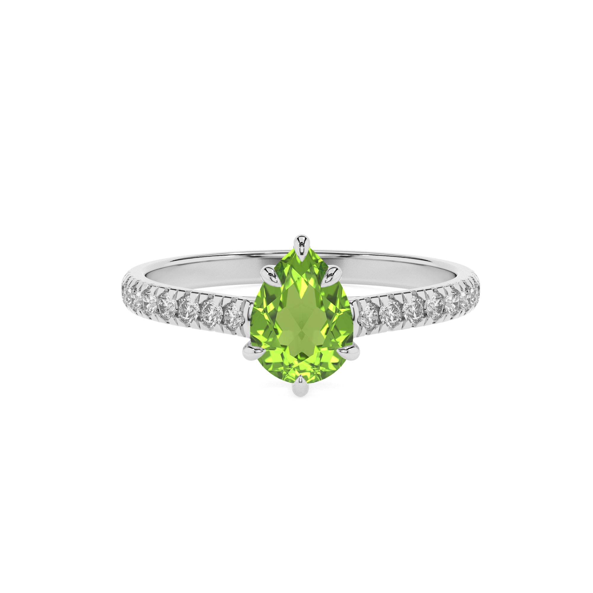 natural peridot pear half eterity solitaire engagement ring