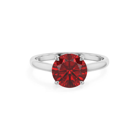 lab grown ruby round solitaire engagement ring