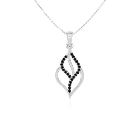natural black-onyx leaf necklaces in sterling silver 