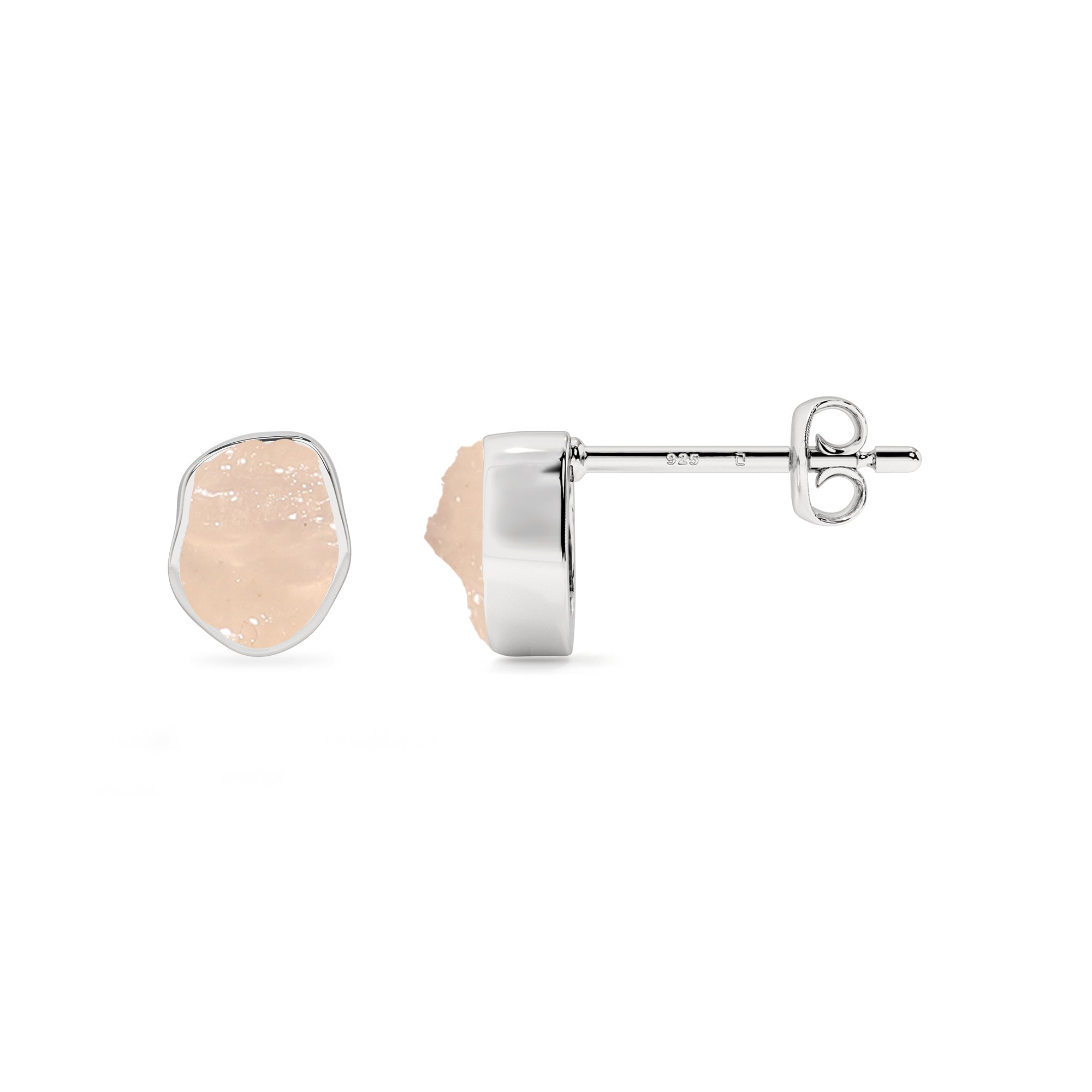 natural pink spinel rough shape stud earrings