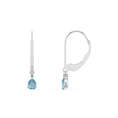 lab grown aquamarine pear dangle earrings with moissanite 