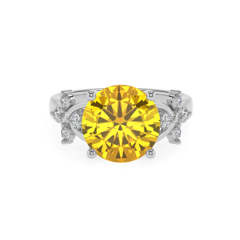 lab-grown yellow-sapphire round criss cross solitaire engagement ring