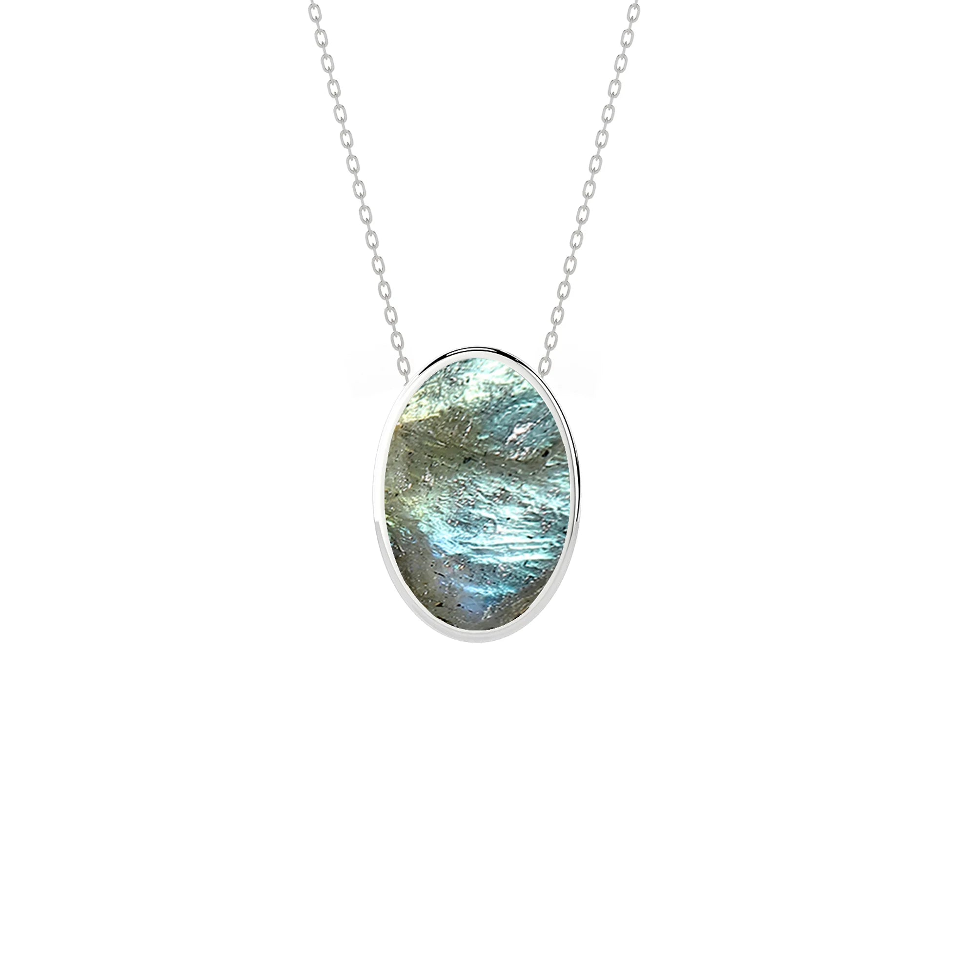 natural labradorite oval shape pendant necklace