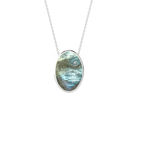 natural labradorite oval shape pendant necklace