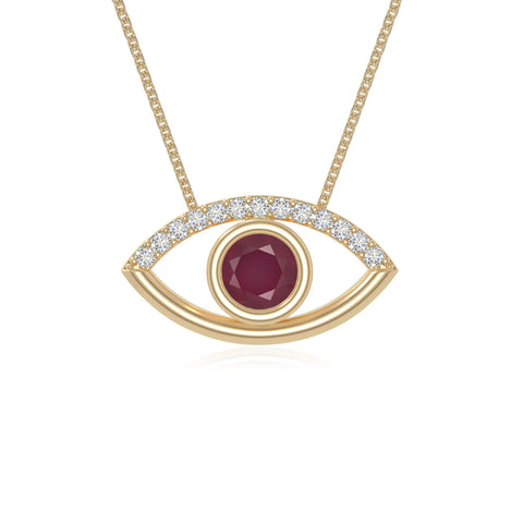 natural ruby evil eye necklaces in yellow gold vermeil 