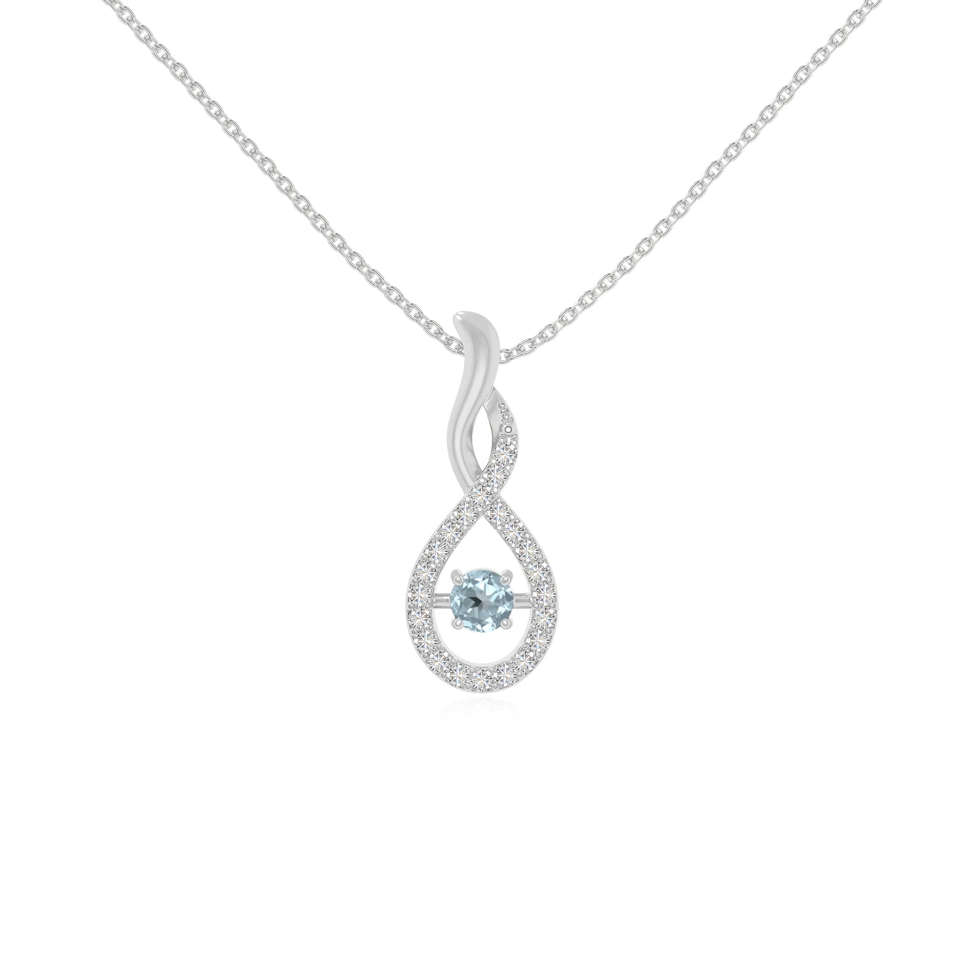 natural aquamarine infinity necklaces in sterling silver 