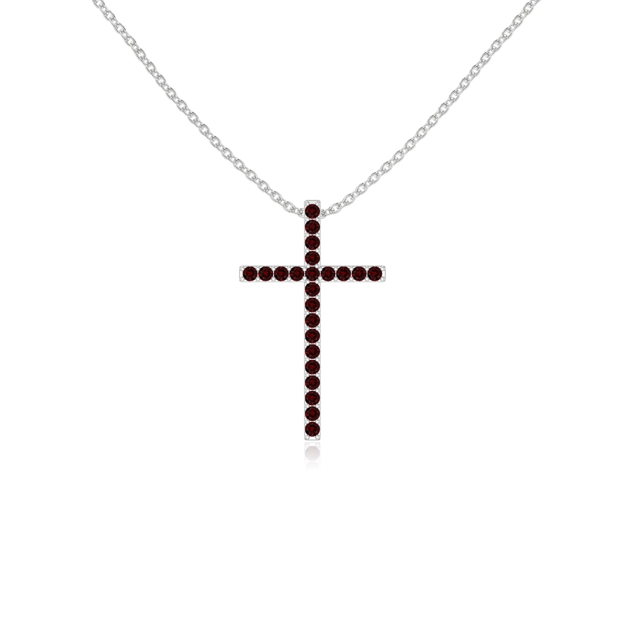 natural garnet cross necklaces in sterling silver 