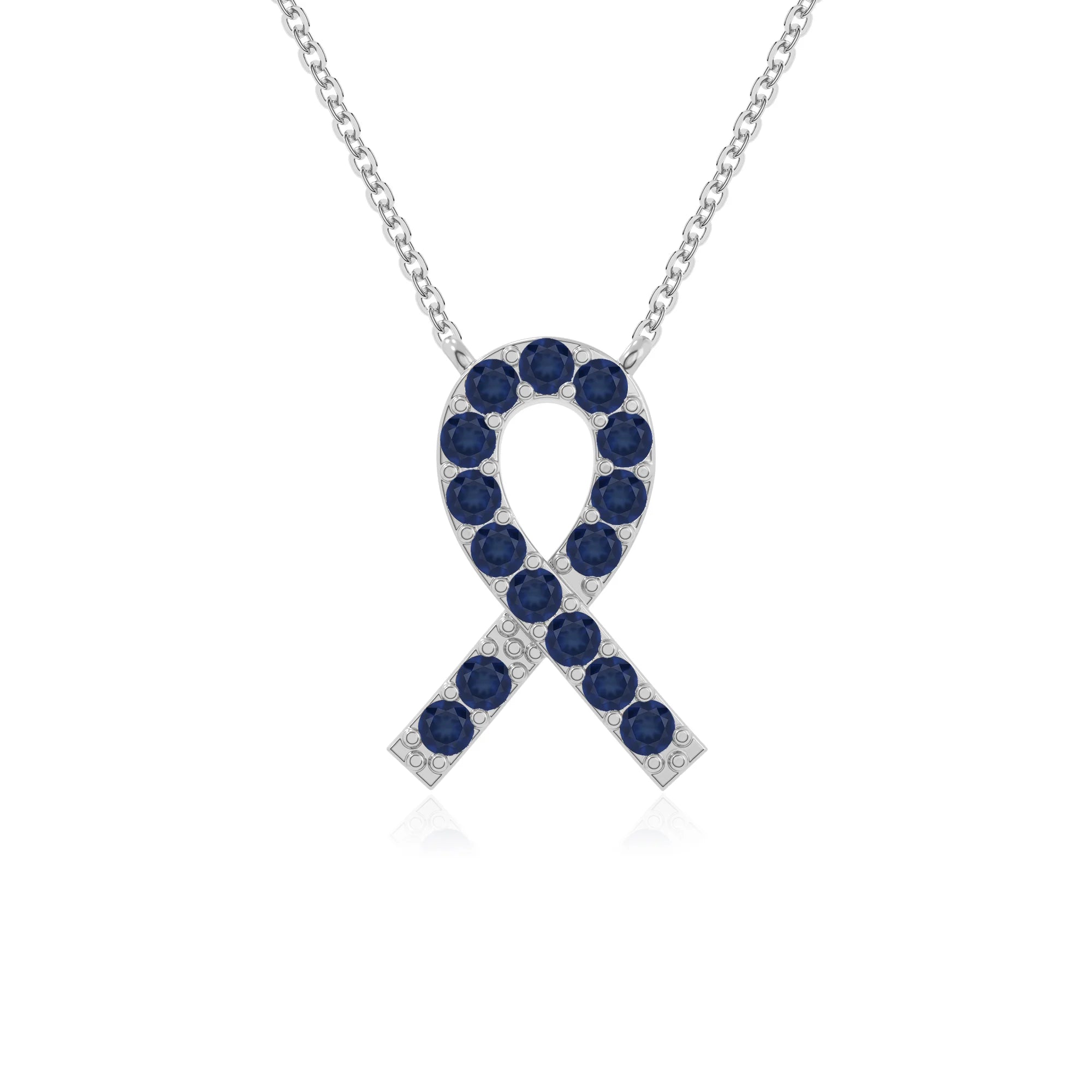 natural blue sapphire cancer ribbon necklaces in sterling silver 