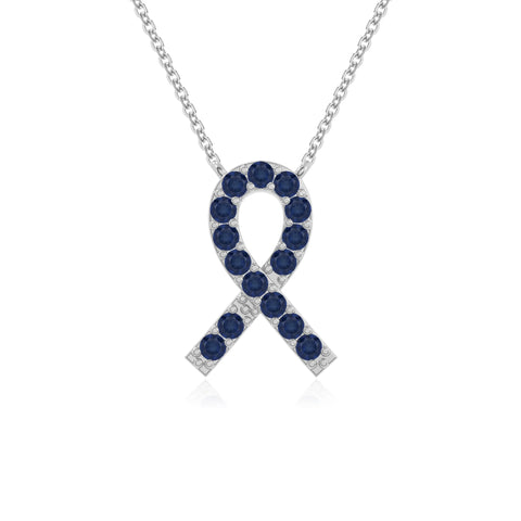 natural blue sapphire cancer ribbon necklaces in sterling silver 
