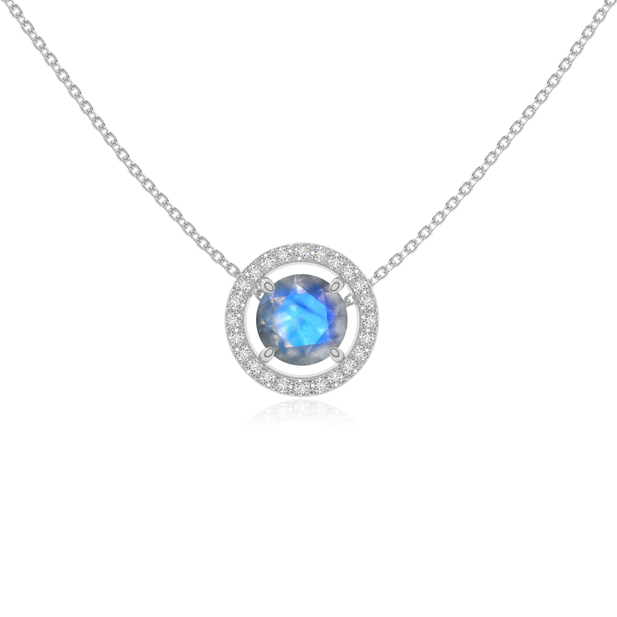 natural labradorite solitaire halo necklaces in sterling silver 