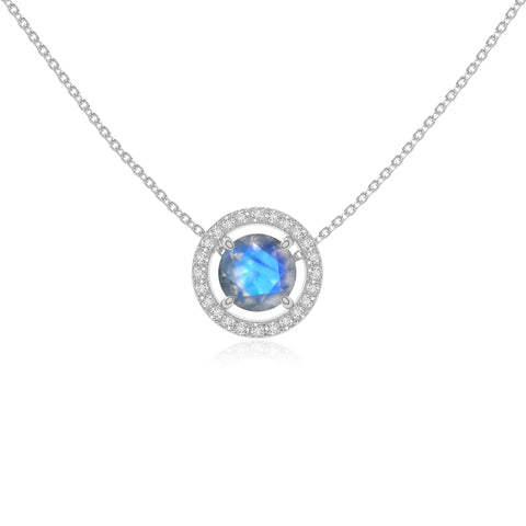 natural labradorite solitaire halo necklaces in sterling silver 