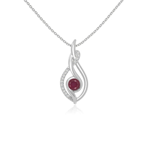 natural ruby twisted infinty knot necklaces in sterling silver 