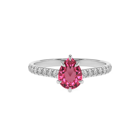 lab-grown pink-tourmaline pear half eterity solitaire engagement ring