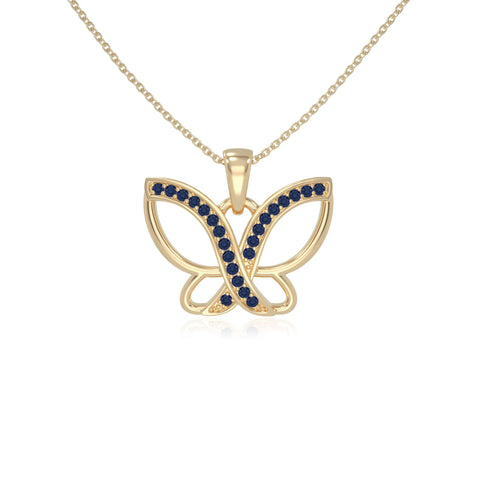natural blue-sapphire butterfly necklaces in yellow gold vermeil 