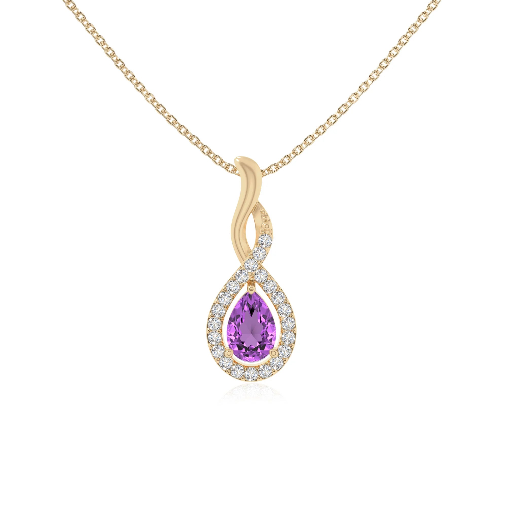 natural amethyst infinity necklaces in yellow gold vermeil 