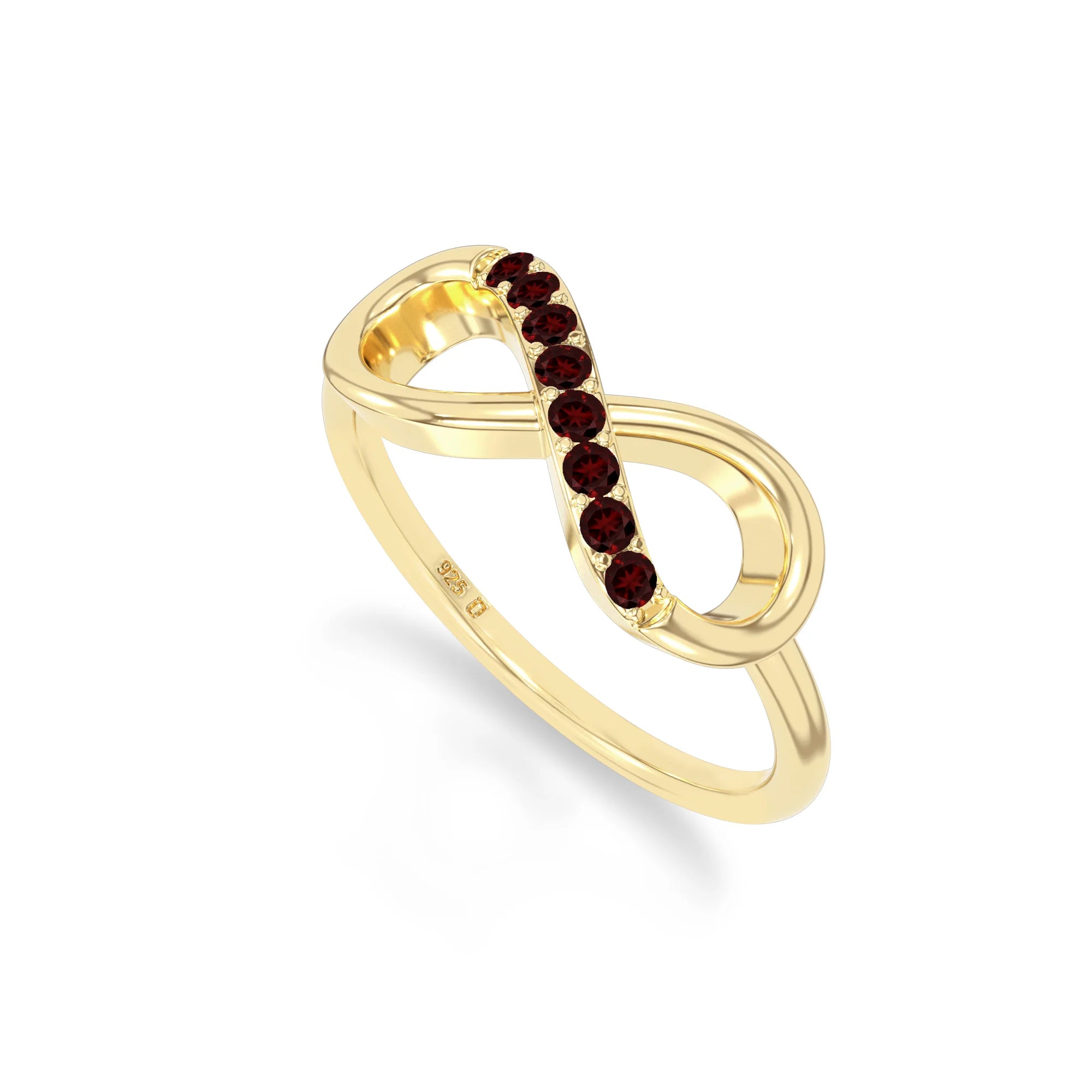 natural garnet infinity promise rings in yellow gold vermeil