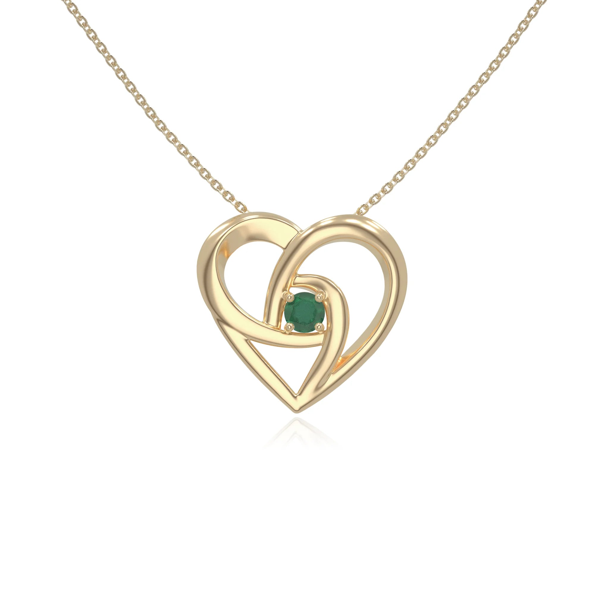 natural emerald floral heart necklaces in yellow gold vermeil 