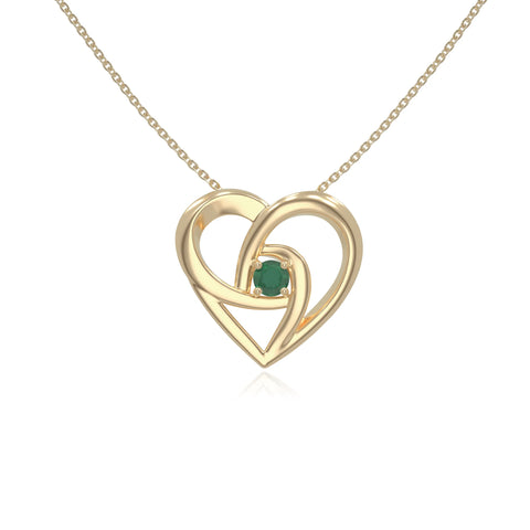 natural emerald floral heart necklaces in yellow gold vermeil 