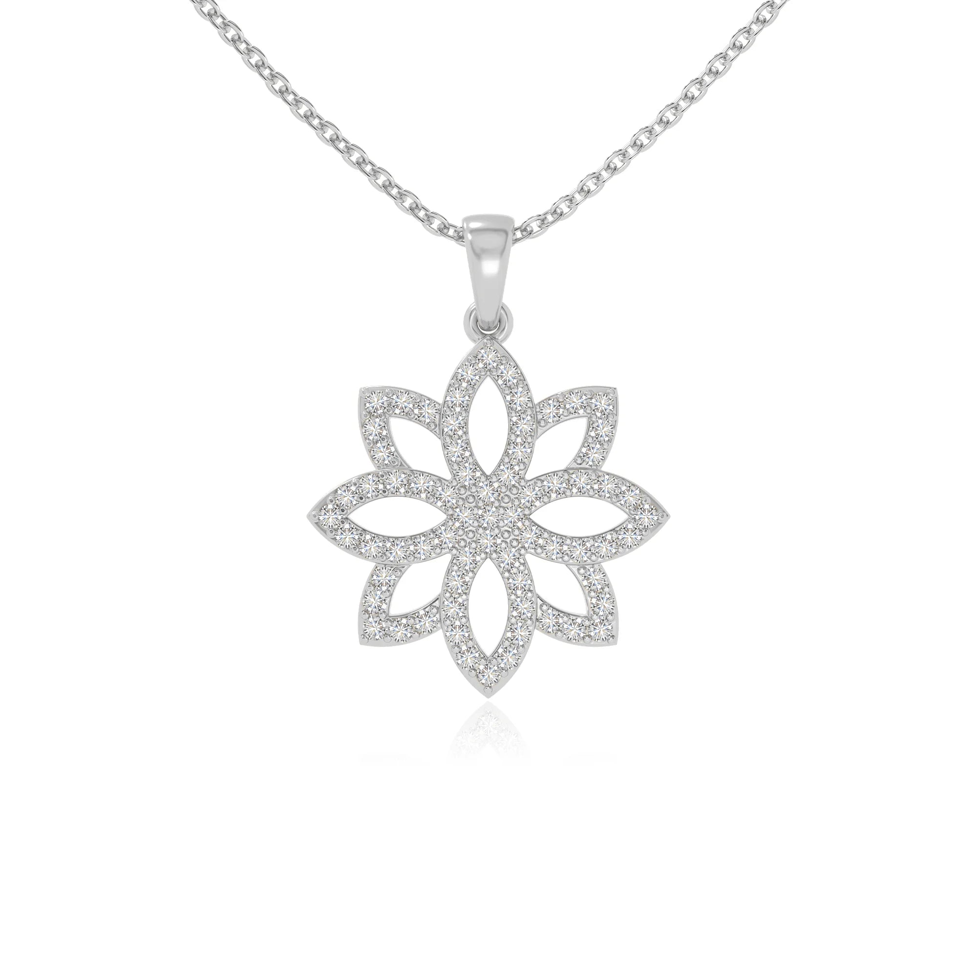 moissanite flower necklaces in sterling silver 
