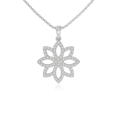 moissanite flower necklaces in sterling silver 